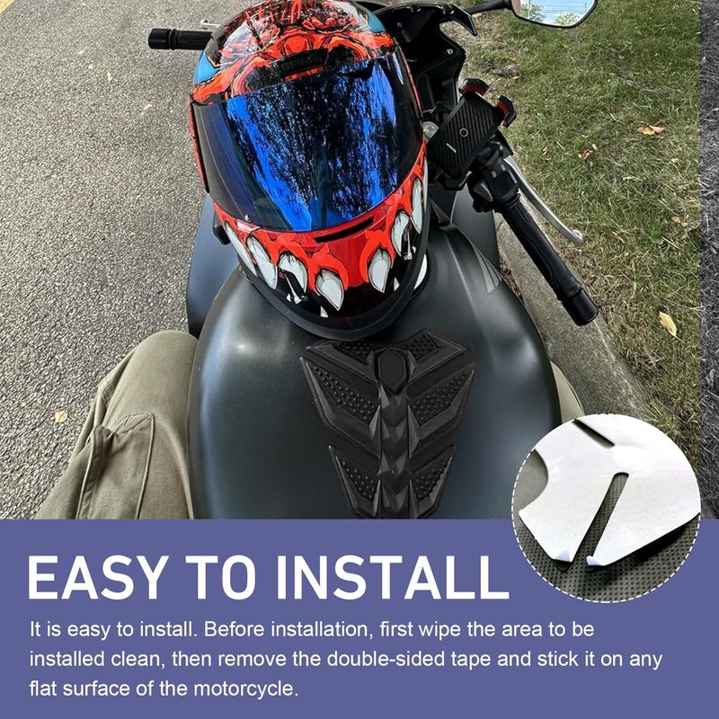 Arwrilt 3D Motorcycle Tank Pad, Anti-slip Rubber Fishbone Tank Protector Pad, Self-Adhesive Waterproof Gas Oil Fuel Tank Sticker, Universal Anti-Scratch Protector for Most Motorcycles (Black) - Image 5